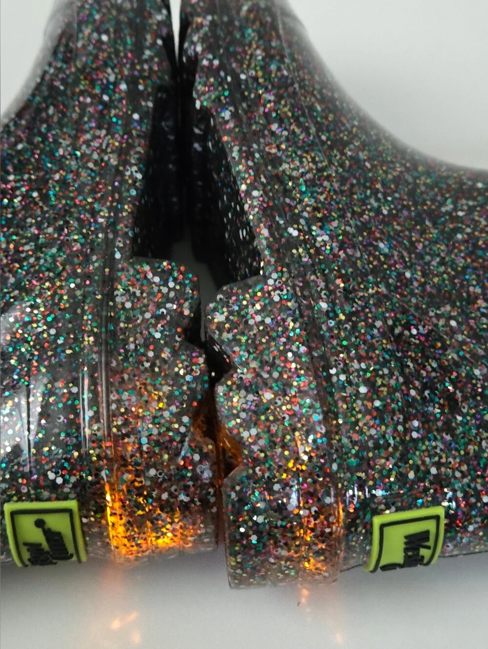 NEW Western Chief Kids Abby Black Glitter Rain Boots Light-Up Waterproof Size 11